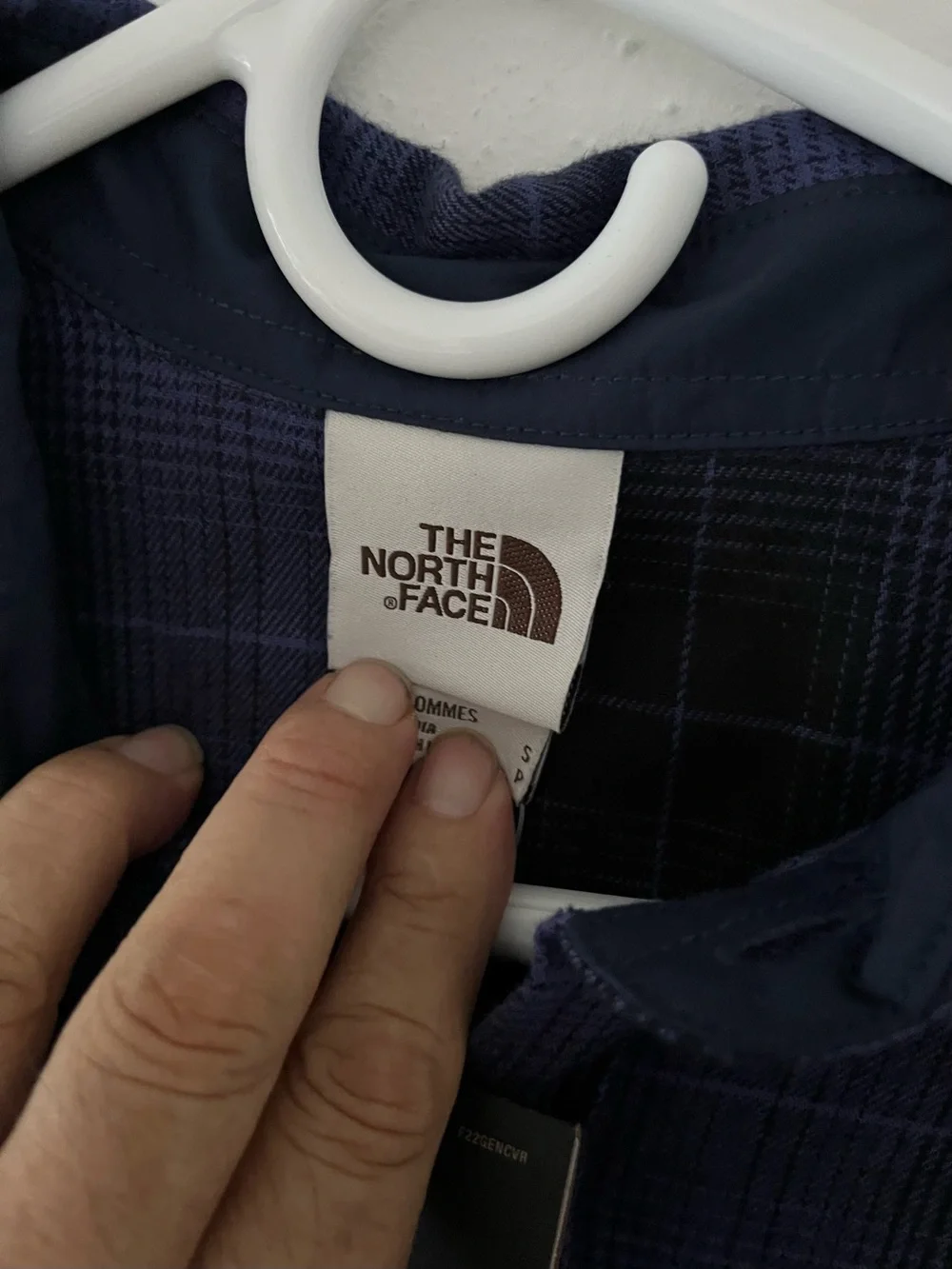 The North Face Men's Navy and Black Plaid Button-Down Shirt